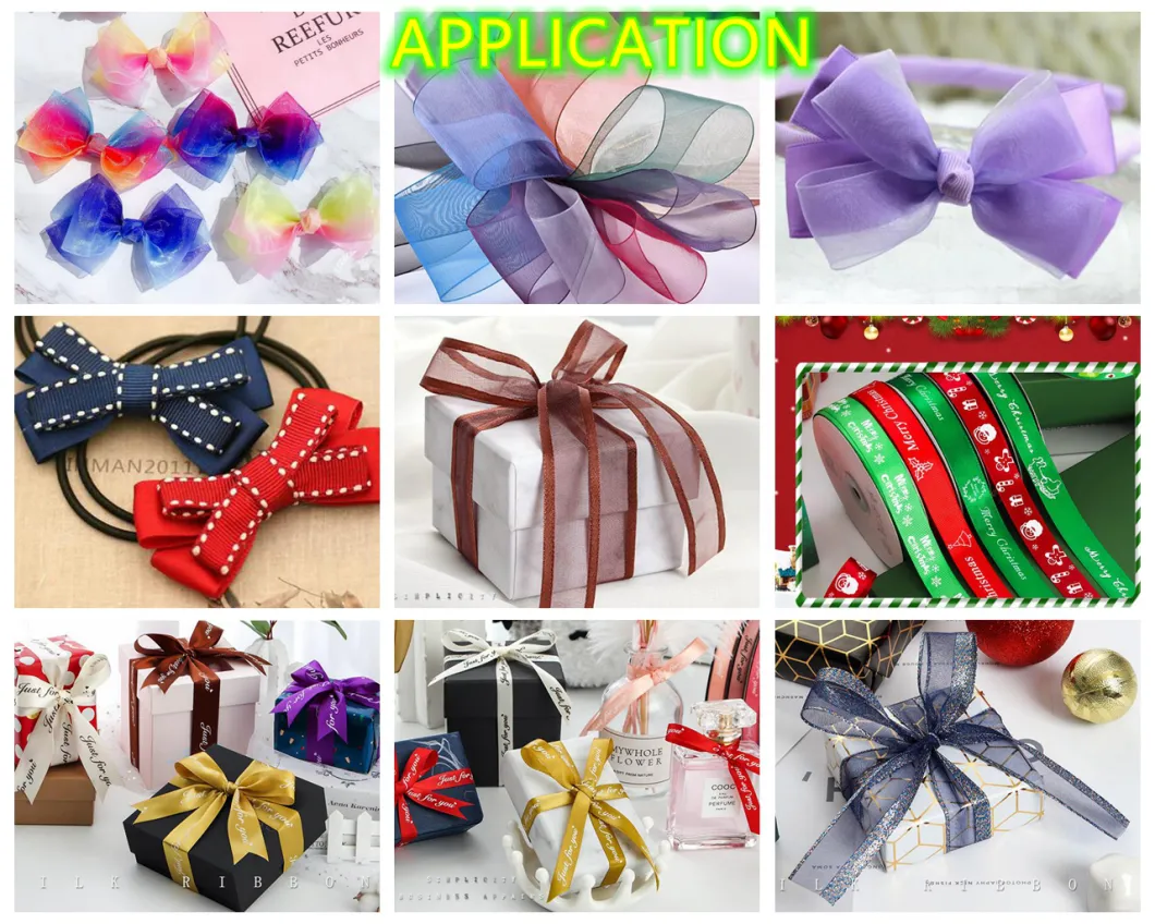 High Quality Organza Grosgrain Satin Ribbon Double Face Gingham Check Ribbon Gift Packing Ribbon