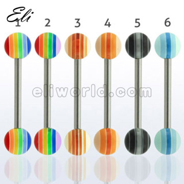 Straight barbell tongue ring stud