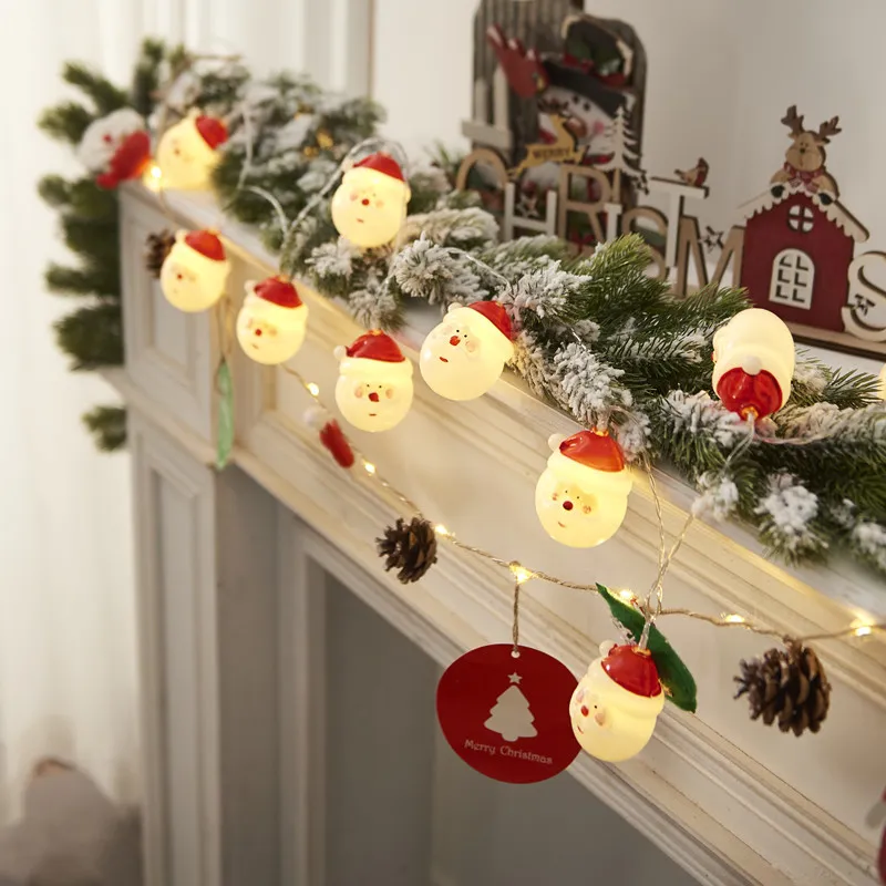 Colorful Festive LED String Lights Featuring Santa Claus & Snowman