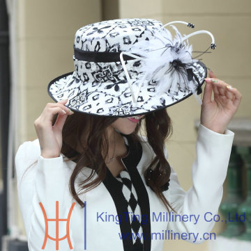 New ladies elegant dress hat satin dress hat women feather hat