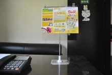 "T" POP UP poster display on the table