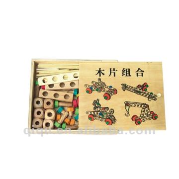 Classical Intellective Wooden Chip Combination Toy Block Assembly Toys