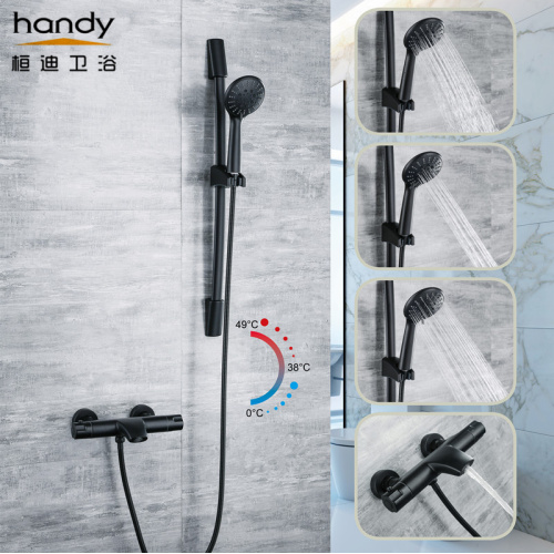 All-match Black Thermostatic Shower Simple Suits