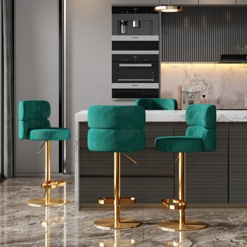 Modern Velvet Stools with Gold Frame - New Arrival Pu Leather Swivel Pub Chairs