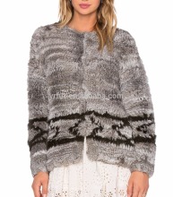 YR342 Top Quality Natural Gray Knitting Fur Jacket/Women Hot Sale Jackets