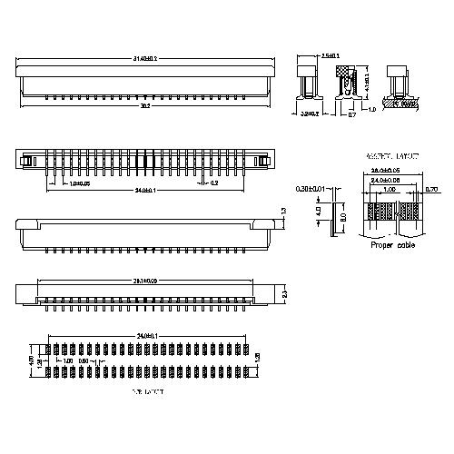 1.0MM FPC,WITH ZIF VERTICIAL SMT FPC1.0-XXSMDXX1