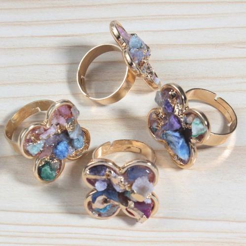 18k Gold Color Natural Flower Drusy Crystal Rings