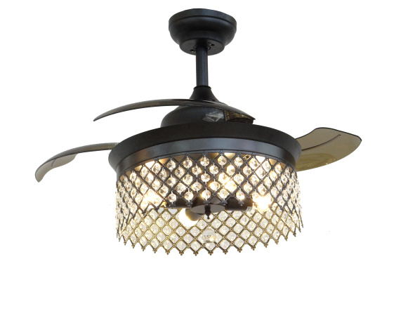 Black Ceiling Fan With Crystal Lampshade Wy R 032