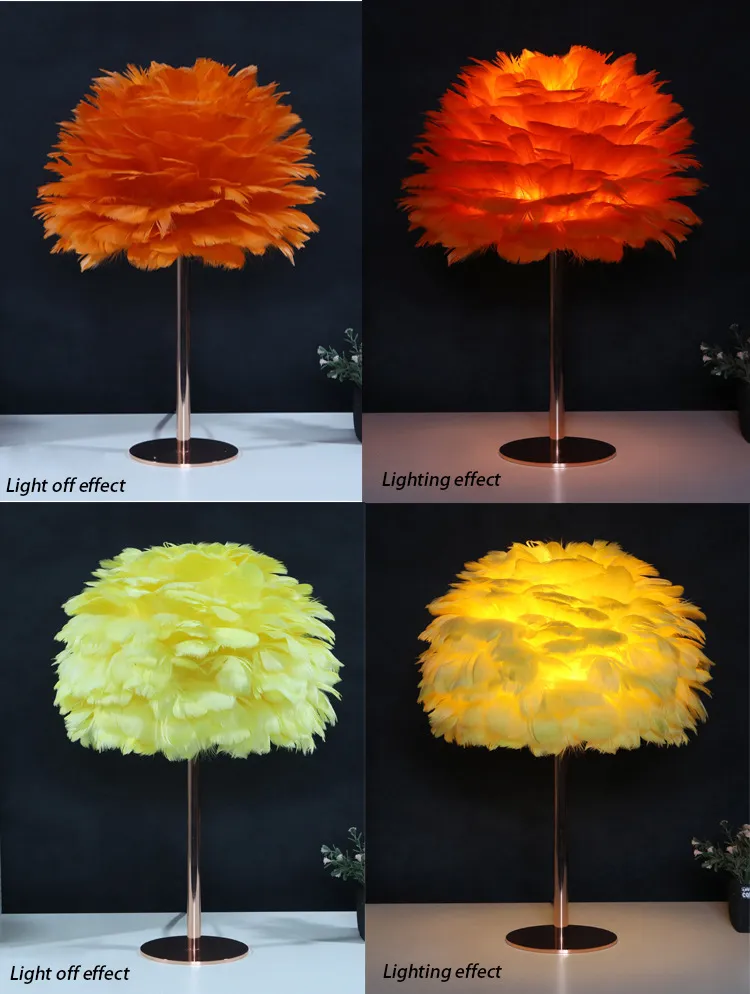 Elegant Rose Gold Feather Desk Lamp for Stylish Bedrooms