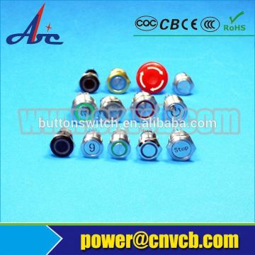 12mm auto return pushbutton switch with blue light