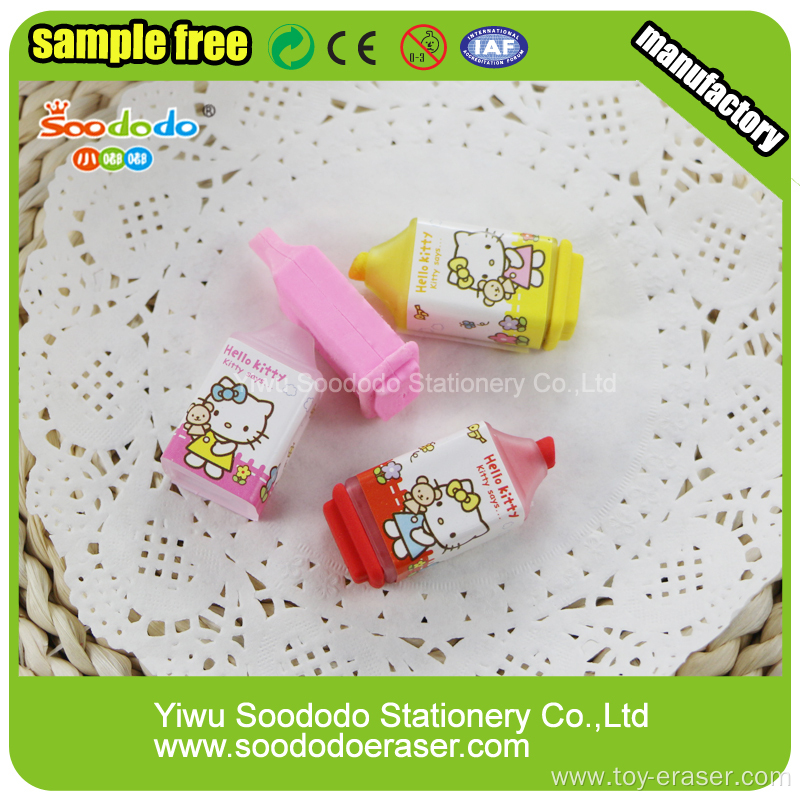 3D Novelty Highlighter Shaped Eraser For Kids