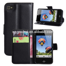 High Quality Leather Holster Card Wallet Flip Case Cover For IPhone 4 4S
