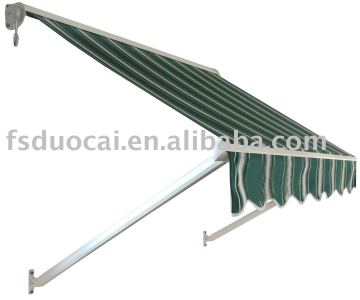 Drop arm awning