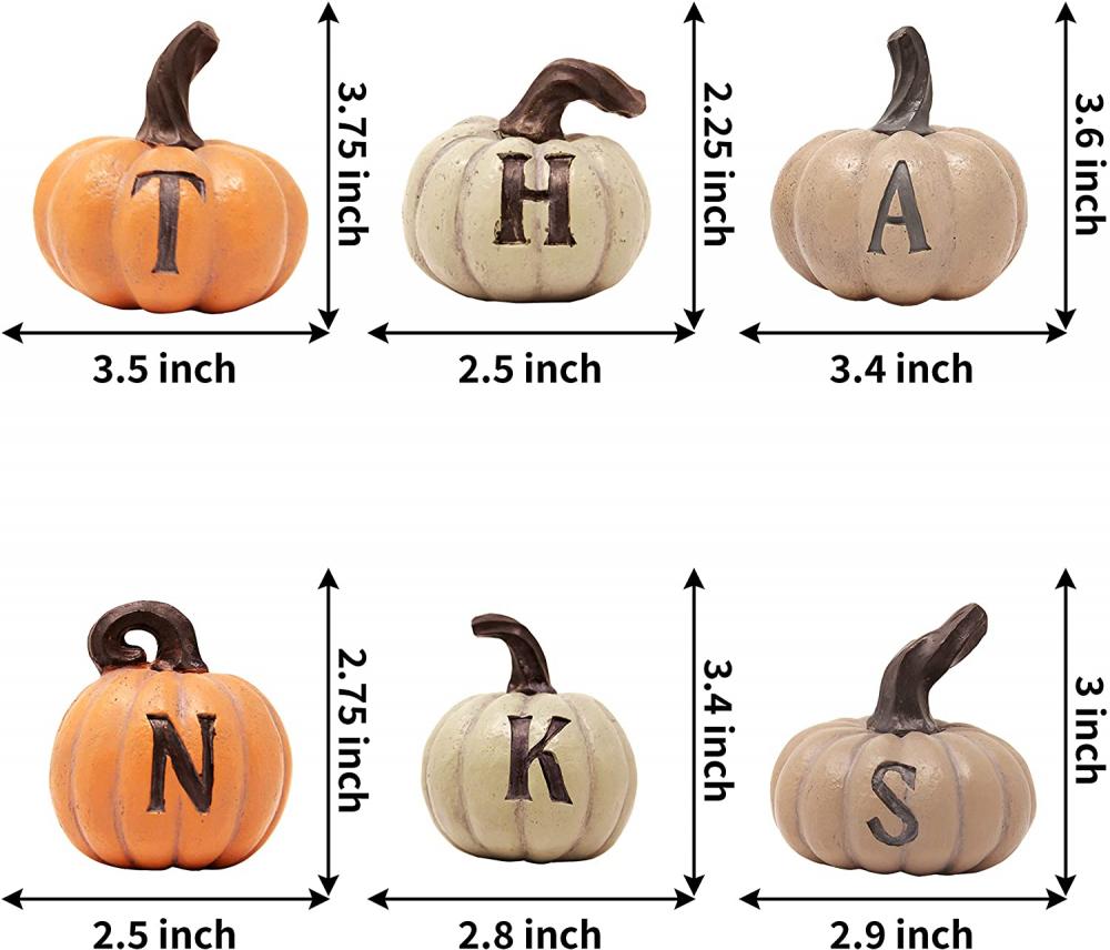 Thanksgiving 6 st handmålade pumpor hösthusdekor