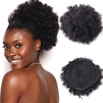Afro Puff Bun Synthetic Curly Hair For Black Women With Drawstring And Clips Wig Afro Kinky Puff Ponytail Hair Bun Extensions
