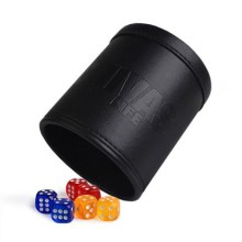 Embossed logo custom leather dice cups