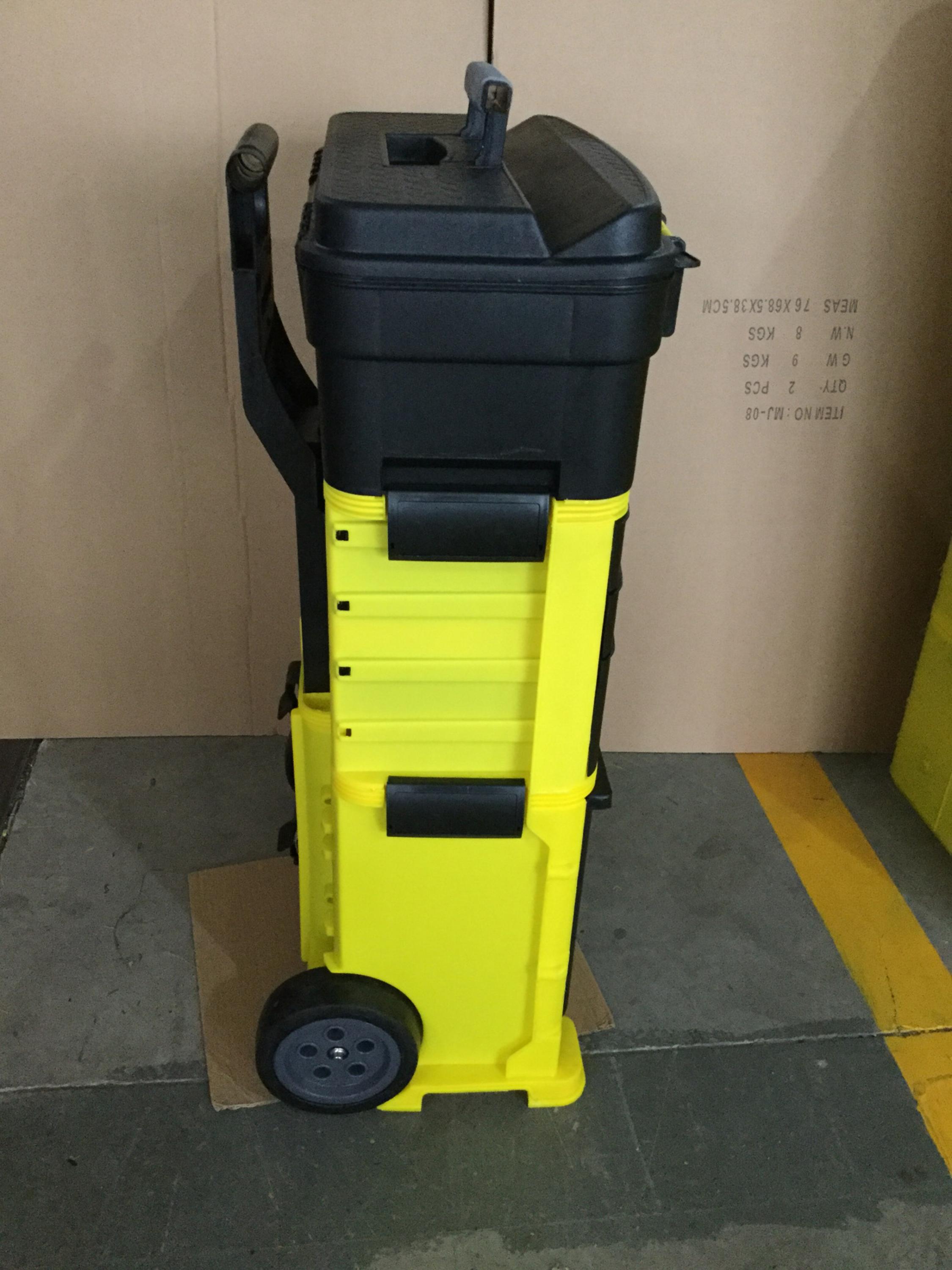 Durable plastic stackable trolley rolling tool case