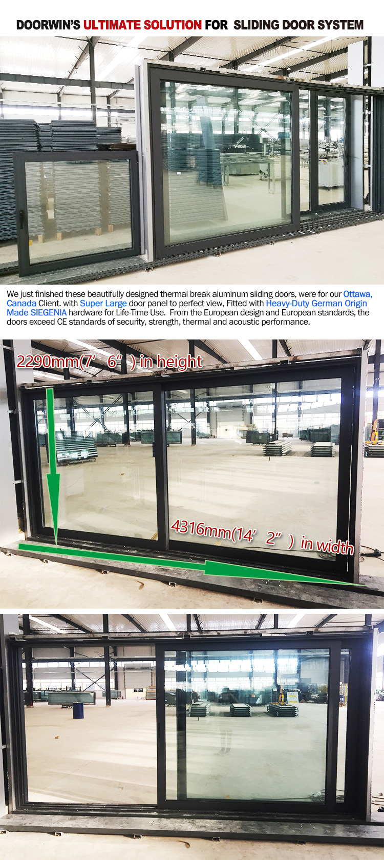 Factory Supply Windproof Waterproof New Construction Aluminium Double Glass Sliding Door Exterior Walls Designs Doors For Sale