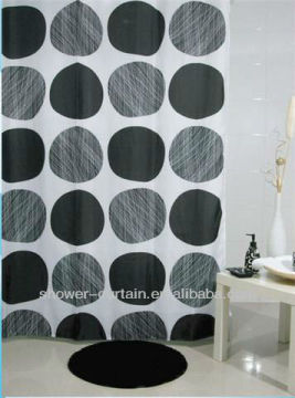 black grey dots printed clear pvc shower curtain