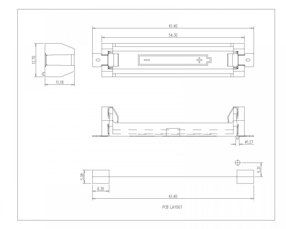 BBC-M-G0-A-1AAA-020 Single AAA-Batteriehalter SMT