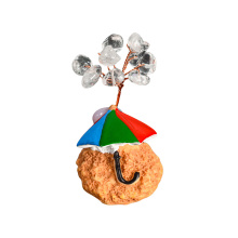 Raw Quartz Crystal Raw Stone Copper Tree Beach Umbrellas Base Ornament