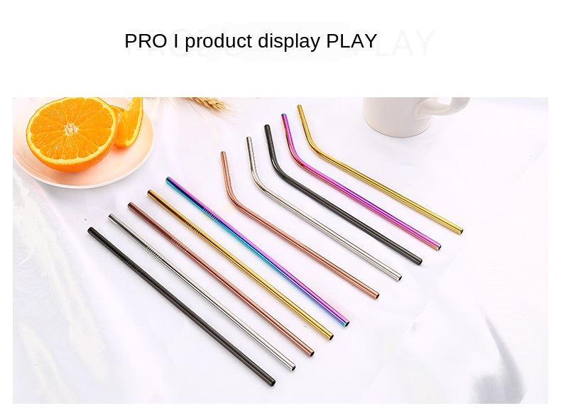 Reusable Metal Drinking Straws 304 Stainless Steel Sturdy Bent Straight Drinks Straw Kawaii Colourful Environmental Protection