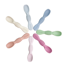 Wholesale Customized Food Grade BPA Free Teething Spoon Silicone Baby Training Spoon Silicone Kids Utensils for Toddler Weaning