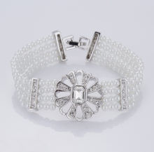 Multi Strand White Simulated Pearl Bracelet