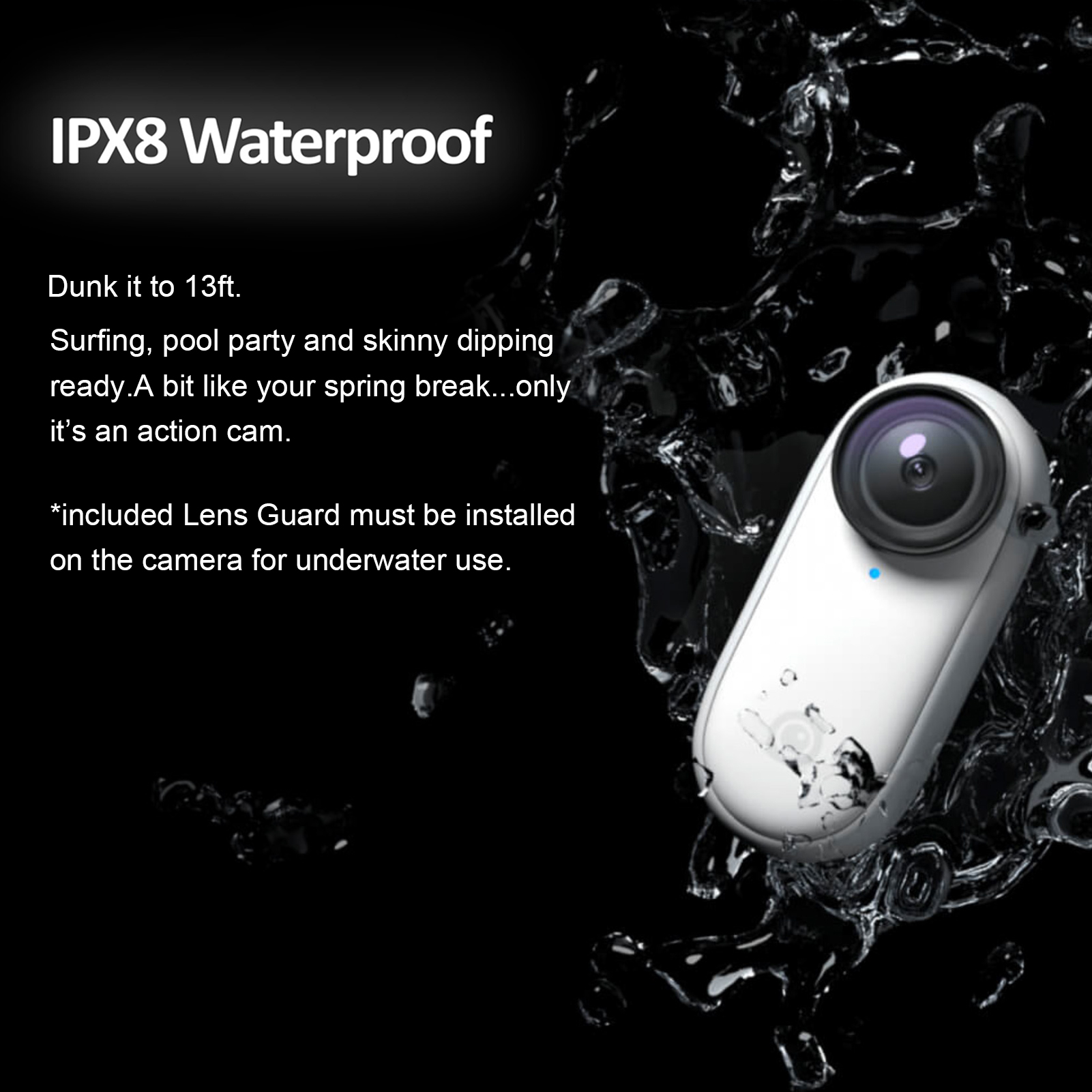 Sports Camera IPX8 4M Waterproof FlowState Stabilization Action Sport Camera Insta360 Go 2 Tiny Mighty Action Camera