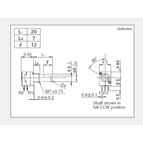 Potentiometer Putar Siri RK097