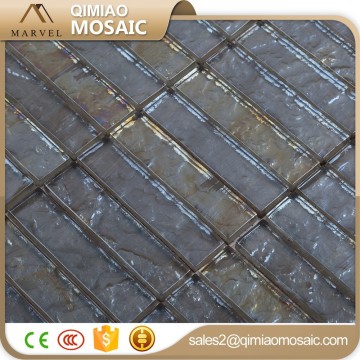 Grey Color Strip Cold Spray Glass Tile Glitter Mosaic Glass