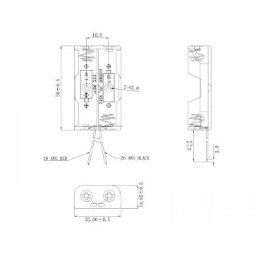 BBA-5-2-XB 2 stuks AA-batterijhouders