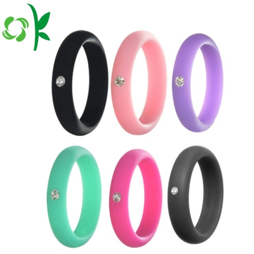 Veiligheid Eco-vriendelijke bruiloft Diamond Silicone Finger Rings