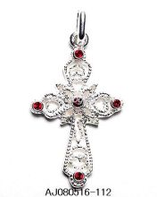 Sterling Silver Cross Pendant with CZ stone