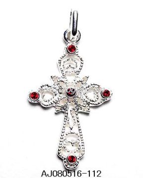 Sterling Silver Cross Pendant with CZ stone