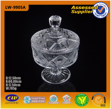 Footed Glass Sugar Jar (LW-9905A)