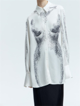 100% Viscose Satin Placement Print Shirt