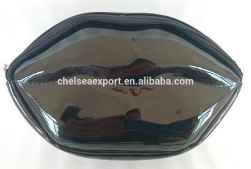 Labiate Black Shiny Pvc comestic bags