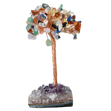 Raw Multi Stone Raw Stone Copper Tree Amethyst Cluster Base Ornament