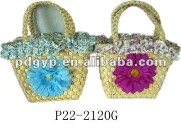 Pure handmade natural color maise straw children baskets