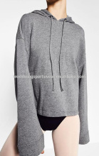 Womens Plain dark heather grey with long sleeves oversized fashion hoodie