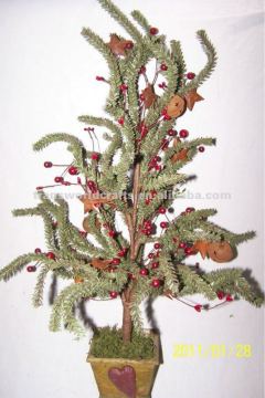 Decorative tree with red berries and bells