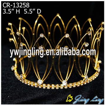 Full Round Crown Gold Pageant Crowns