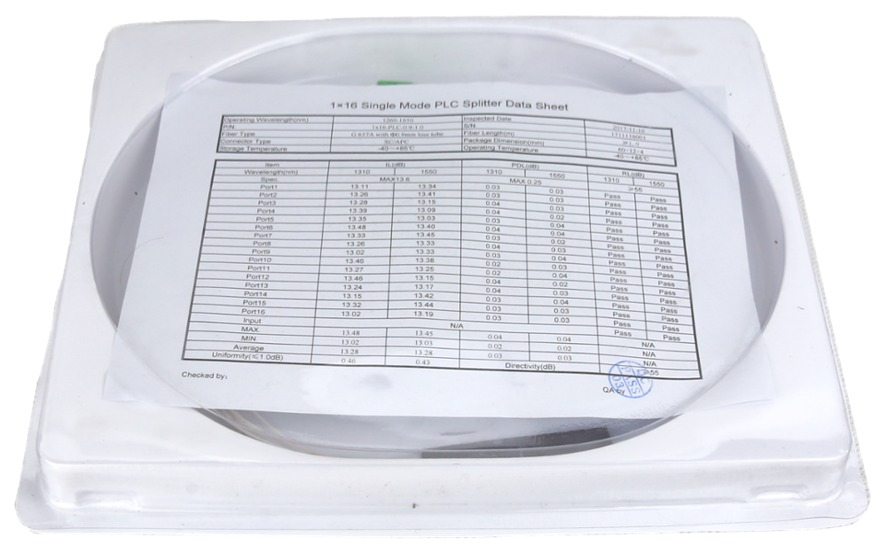 SC/APC Connector 1x16 Fiber Optic PLC Splitter / Coupler