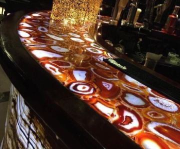 interior wall panel decoration translucent backlit red large agate slab