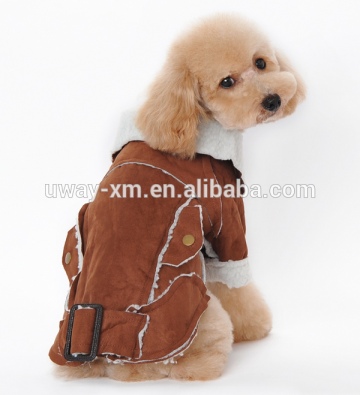 New fashion brown color suede dog winter garment