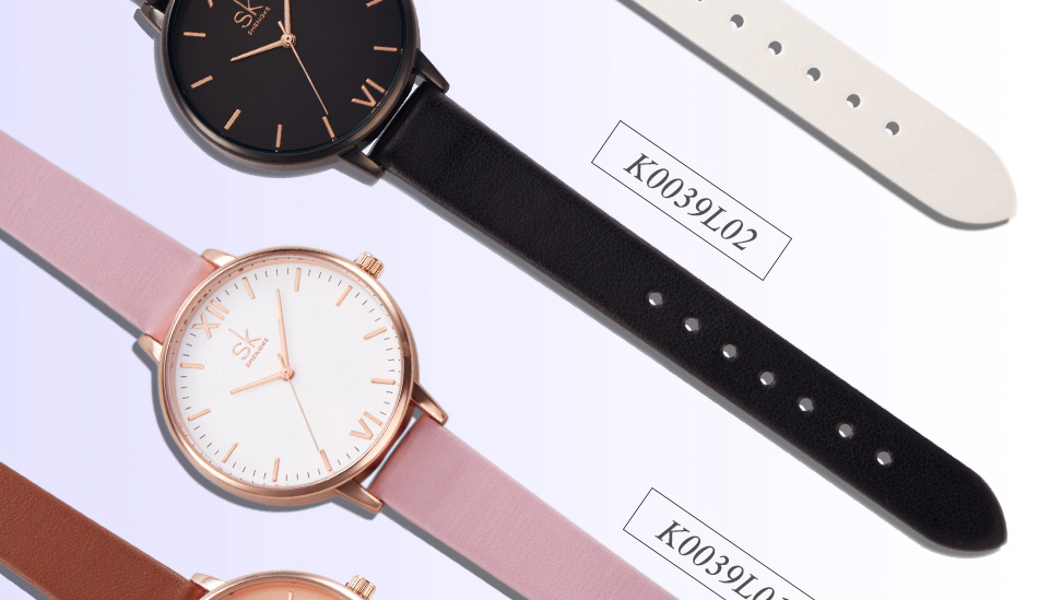 Shengke Top Brand Fashion Ladies Watches Leather Female Quartz Watch Women Thin Casual Strap Watch Reloj Mujer Marble Dial SK