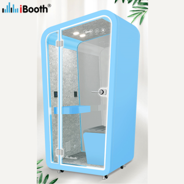blue phone pod recording security office booth