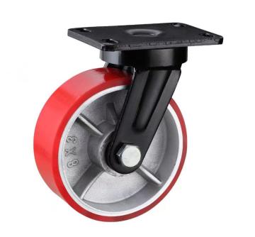 Super Heavy Duty Red Swivel Iron PU Casters