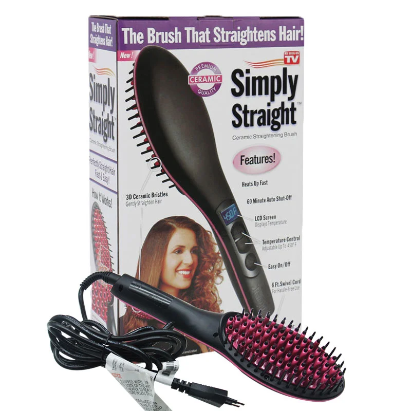 Hair Straightener Styling Tool Flat Iron Straightener Brush Massage with LCD Digital